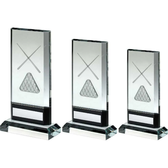 CLEAR/BLACK GLASS WITH LASE POOL/SNOOKER IMAGE AND PLATE (15mm THICK)