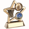 BRZ/GOLD NETBALL MINI STAR WITH PLATE (1in CENTRE) - 4.25in