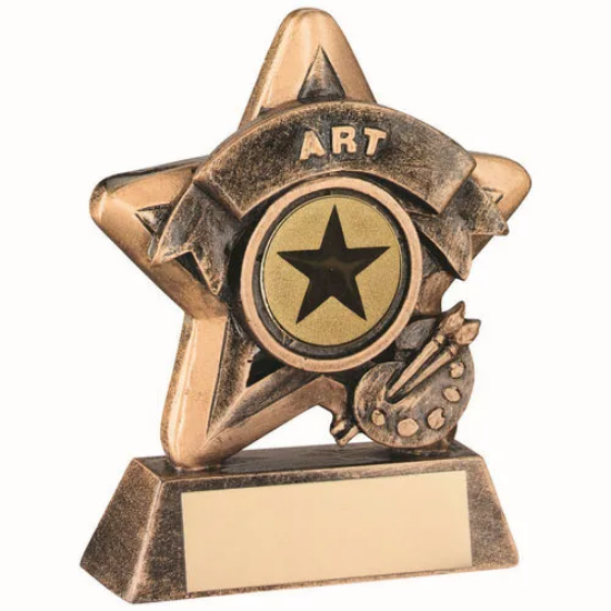 BRZ/GOLD MINI STAR ART WITH PLATE (1in CENTRE) - 3.75in