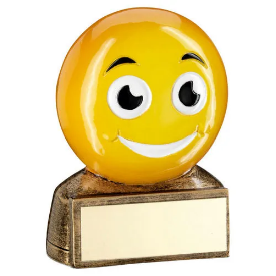 BRZ/YELLOW SMILING EMOJI FIGURE WITH PLATE - 2.75in