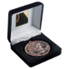 BLACK VELVET BOX AND 60mm MEDAL MARTIAL ARTS TROPHY BRONZE - 4in