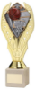 GOLD PLASTIC HOLDER + BASKETBALL DISC ON CREAM MARBLE TROPHY (1in CEN) - 10in