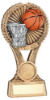 BRZ/GOLD/PEW BASKETBALL ROUND WREATH ON V RISER WITH PLATE (1in CEN) - 6in