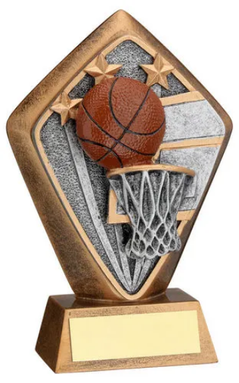 BRZ/GOLD DIAMOND HOLDER WITH BASKETBALL DISC WITH PLATE - 5.25in