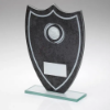 STONE EFFECT GLASS SHIELD WITH HOCKEY CENTRE AND PLATE - 7.25in