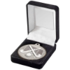 BLACK VELVET BOX AND 50mm HOCKEY MEDAL TROPHY MATT SILVER/SILVER - 3.5in