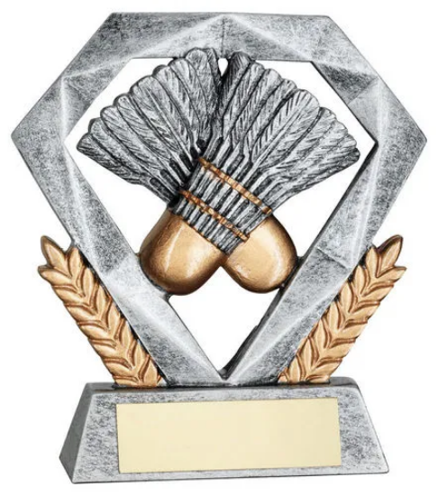PEW/GOLD BADMINTON MINI DIAMOND WITH PLATE - 4in