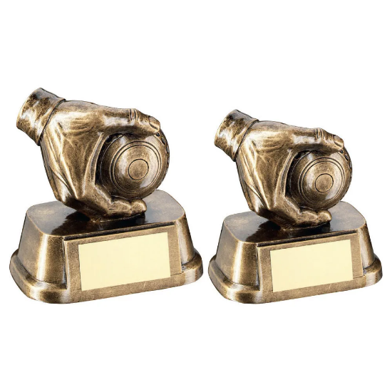 BRZ/GOLD LAWN BOWL IN HAND WITH PLATE