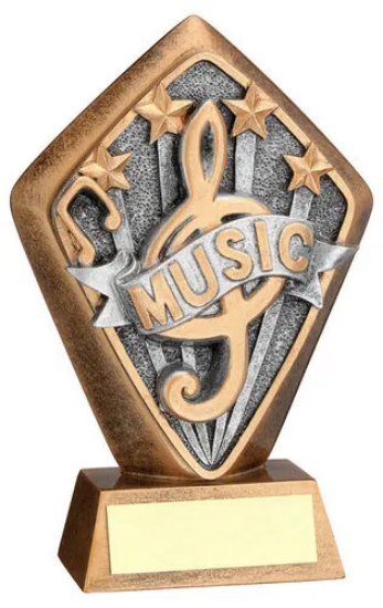 BRZ/GOLD DIAMOND HOLDER WITH MUSIC DISC WITH PLATE - 5.25in