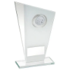 WHITE/SILVER PRINTED GLASS PLAQUE WITH MULTI ATHLETICS INSERT AND PLATE - 8in