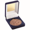 BLUE VELVET MEDAL BOX AND 50mm MEDAL MULTI ATHLETICS TROPHY BRONZE - 3.5in