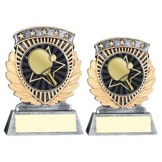 PEW/GOLD 5 STAR HOLDER WITH VINYL TABLE TENNIS INSERT & PLATE