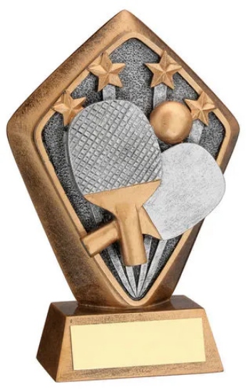 BRZ/GOLD DIAMOND HOLDER WITH TABLE TENNIS DISC WITH PLATE - 5.25in