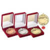 VELVET BOX AND 50mm MEDAL TABLE TENNIS TROPHY SILVER