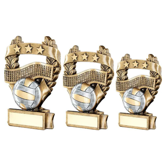 BRZ/PEW/GOLD VOLLEYBALL 3 STAR WREATH AWARD WITH PLATE