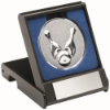 BLACK PLASTIC BOX WITH TEN PIN INSERT TROPHY SILVER - 3.5in