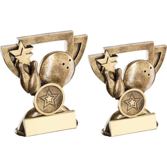 BRZ/GOLD TEN PIN MINI CUP WITH PLATE (1in CENTRE)