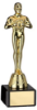 GOLD PLASTIC ACHIEVEMENT FIGURE ON BLACK MARBLE TROPHY - 8in