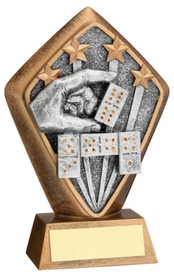 BRZ/GOLD DIAMOND HOLDER WITH DOMINOES DISC WITH PLATE - 5.25in