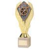 GOLD PLASTIC HOLDER + CYCLING DISC ON CREAM MARBLE TROPHY (1in CEN) - 9in