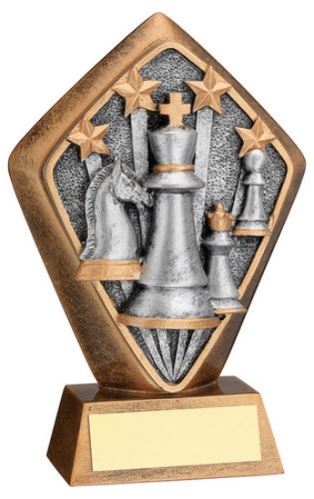 Picture of Brz/gold Diamond Holder With Chess Disc With Plate - 5.25in