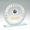 JADE/SILVER/GOLD ROUND GLASS WITH VINYL PADEL INSERT AND PLATE - 6.25in