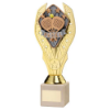 GOLD PLASTIC HOLDER + PADEL DISC ON CREAM MARBLE TROPHY (1in CEN) - 8.25in