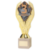 GOLD PLASTIC HOLDER + THIRD DISC ON CREAM MARBLE TROPHY (1in CEN) - 10in