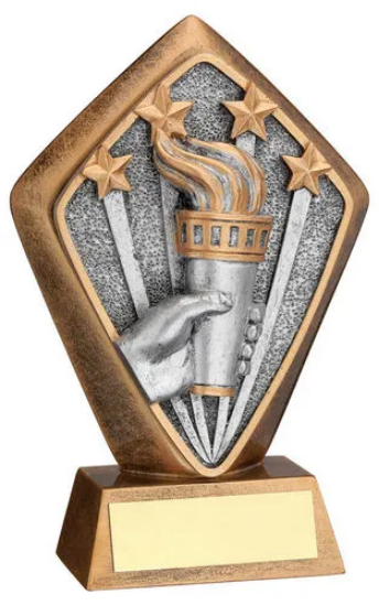 BRZ/GOLD DIAMOND HOLDER WITH VICTORY TORCH DISC WITH PLATE - 5.25in