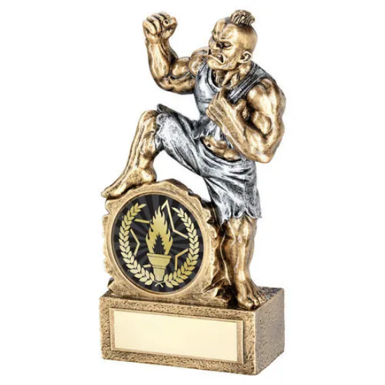 BRZ/PEW GENERIC BEASTS FIGURE WITH PLATE (2in CENTRE) - 7in