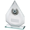 JADE/SILVER DIAMOND GLASS WITH SILV/BLK TRIM TROPHY (1in CENTRE) - 6.5in