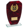JADE GLASS WITH RED MARBLE BACKING AND GOLD TRIM TROPHY (1in CENTRE) - 6.5in