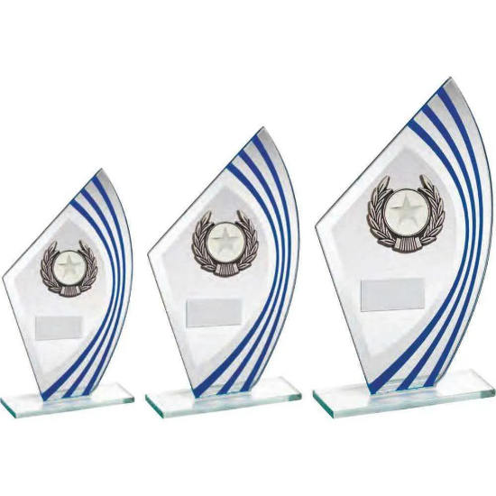 JADE//SILVER SAIL GLASS WITH SILV/BLK WREATH TRIM TROPHY (1in CEN)
