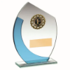 JADE/BLUE GLASS WITH GOLD TRIM TROPHY (1in CENTRE) - 6in