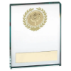 JADE GLASS BLOCK WITH GOLD WREATH 12mm THICK WITH PLATE (2in CENTRE) - 4 x 5in