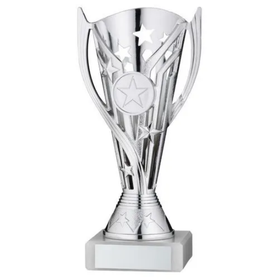 SILVER PLASTIC FLASH CUP ASSEMBLED ON MARBLE   (1in CEN) - 7in