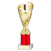 GOLD/RED PLASTIC SABRE CUP ASSEMBLED ON MARBLE (1in CEN) - 9in