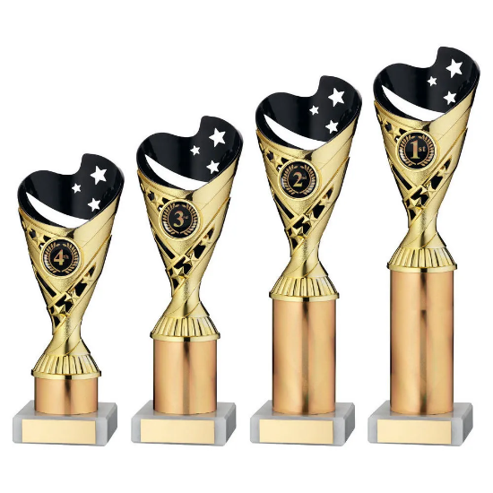 GOLD/BLACK PLASTIC SABRE CUP ASSEMBLED ON MARBLE WITH TUBE (1in CEN)