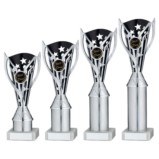 SILVER/BLACK PLASTIC FLASH CUP ASSEMBLED ON MARBLE WITH TUBE (1in CEN)