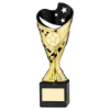 GOLD/BLK PLASTIC SABRE CUP ON BLK MARBLE ASSEMBLED TROPHY (1" CEN) - 10in