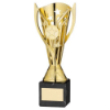 GOLD PLASTIC FLASH CUP ON BLACK MARBLE ASSEMBLED TROPHY (1" CEN) - 6.75in