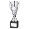 SILVER PLASTIC FLASH CUP ON BLACK MARBLE ASSEMBLED TROPHY (1" CEN) - 6.75in