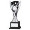 SILVER/BLACK PLASTIC FLASH CUP ON BASE ASSEMBLED TROPHY (1" CEN) - 8.5in