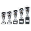 SILVER/BLK PLASTIC FLASH CUP ON BLK MARBLE ASSEMBLED TROPHY (1" CEN)