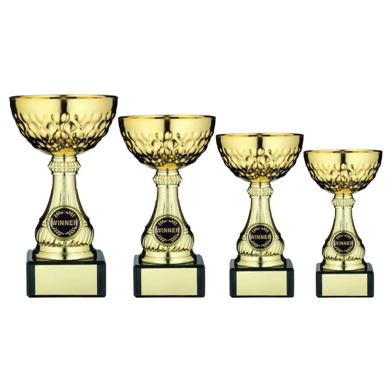 GOLD MINI ASSEMBLED TROPHY CUP WITH PLATE (1in CENTRE)