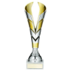 SILVER/GOLD PLASTIC V TROPHY CUP - 11.25in