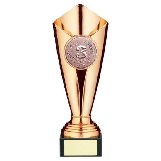 PLASTIC TULIP TROPHY CUP WITH PLATE (2in CENTRE) BRONZE - 9.25in