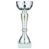 SILVER TROPHY CUP WITH GOLD WREATH AND PLATE - 8.5in