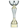 SILV/GOLD SPIRO TROPHY CUP WITH PLATE - 8.5in