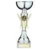 SILVER/GOLD WINGED TROPHY CUP WITH PLATE (1in CENTRE) - 8.25in
